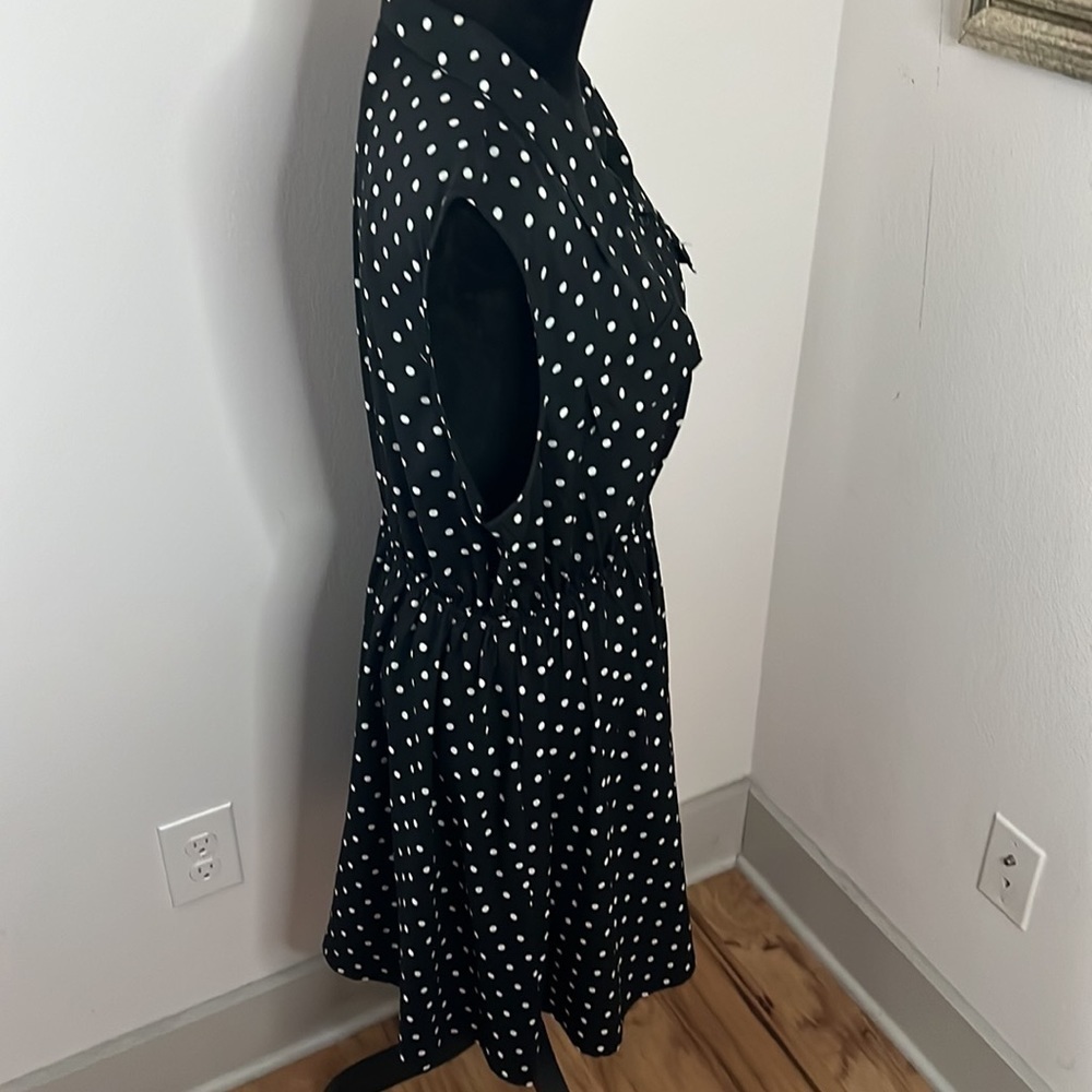 Truth polka dot sleeveless elastic waist dress black white Sz XL‎ - Picture 6 of 8